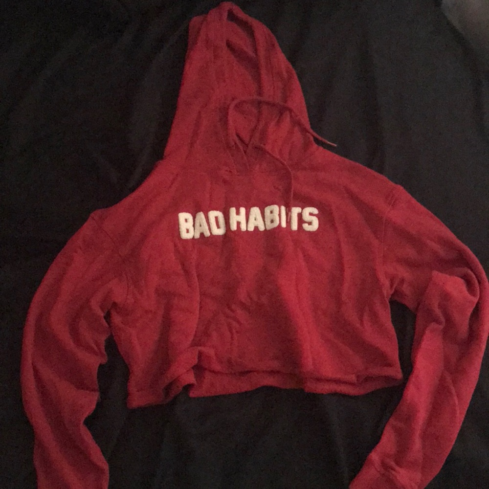 Bad Habits red cropped hoodie